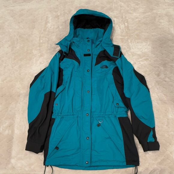 Vintage Women’s The North Face Dark Teal Extreme Light Hooded Zip Parka Jacket S - Picture 1 of 10